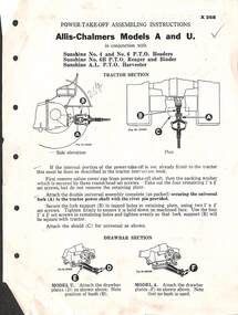 Manual - Sunshine Harvester McKay Massey Harris - Power Takeoff Assembling Instructions For The Allis Chalmers Models A & U