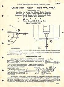 Manual - Sunshine Harvester McKay Massey Harris - Power Takeoff Assembling Instructions For The Chamberlain Tractor Type 40K & 40KA