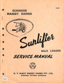 Manual - Sunshine Harvester McKay Massey Harris - Sunlifter Bale Loader Service Manual