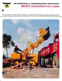 Pamphlet - Massey Ferguson - MF2244 Crawler & Drott 4 In 1 Loader Brochure