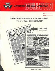 Pamphlet - Massey Ferguson - Advertising And Sales Promotion Bulletin October MF 65 Farm Drive Features