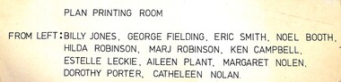 Document - Massey Ferguson - Plan Printing Room Personnel Names