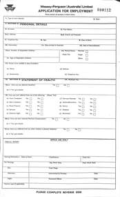 Administrative record - Massey Ferguson - Application For Employment