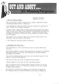 Newsletter - Ken Porter Collection - Massey Ferguson - Out And About Newsletter