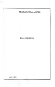 Document - Ken Porter Collection - AGCO Australia Limited Dealer Listing July 1996, 1996