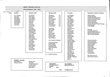 Administrative record - Ken Porter Collection - Massey Ferguson - AGCO Group Finance Department Staff 1965 - 2005, 2005