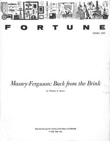 Pamphlet - Ken Porter Collection - Massey Ferguson - Fortune Massey Ferguson Back From The Brink October 1958, William B. Harris, 21459