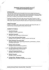 Document - Sunshine Harvester Works Project - Sunshine Interpretive Walk