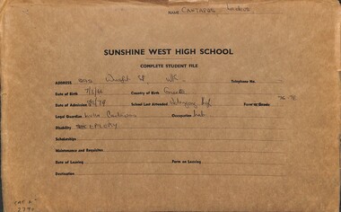 Administrative record - Sunshine West High School Complete Student File Lackus Cantapas