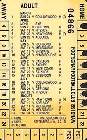 Ephemera - Footscray Football Club 1991 Membership Card, 1991