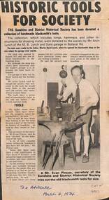 Article - Martin Baird Lynch Blacksmith Tools, The Advocate, 6th March 1974