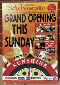 Ephemera - Sunshine Market Place Grand Opening Display Panels, The Advocate, 11th October 1998
