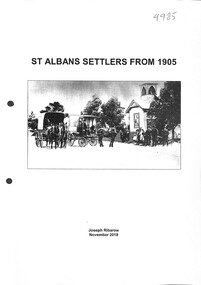 Document - St. Albans Settlers from 1905, Ribarow, Joseph, 2018