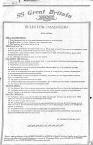 Document - SS Great Britain Rules For Passengers