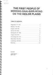 Document - The First People Of MIRRING-GNAI-BIRR-NONG On The Keilor Plains, Joseph Ribarow, March 2026