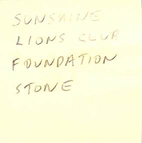 Plaque - Sunshine Lions Club House Of Lions Foundation Stone, 1958