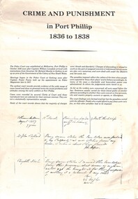 Document - Crime And Punishment In Port Phillip 1836 - 1838, Public Record Office Victoria, 1981