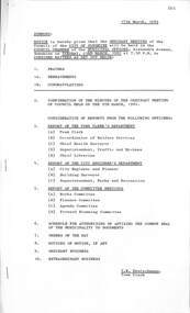 Administrative record - City of Sunshine - Commissioner Mr Alexander Alex George Gillon Collection 1976 - 1982 - Notice of Ordinary Meeting 23rd March 1982, City of Sunshine, 17th March 1982