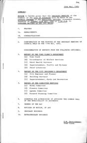 Administrative record - Commissioner Mr Alexander Alex George Gillon Collection 1976 - 1982 - Notice of Ordinary Meeting 25th May 1982, City of Sunshine, 19th May 1982