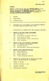 Administrative record - City of Sunshine - Commissioner Mr Alexander Alex George Gillon Collection 1976 - Notice of Ordinary Meeting 16th June 1982, City of Sunshine, 15th June 1982