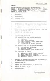 Administrative record - City of Sunshine - Commissioner Mr Alexander Alex George Gillon Collection 1976 - 1982 - Notice of Ordinary Meeting 16th November 1982, City of Sunshine, 16th November 1982