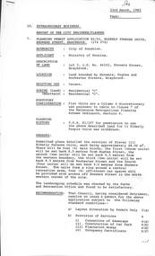 Administrative record - City of Sunshine - Commissioner Mr Alexander Alex George Gillon Collection 1976 - 1982 - Extraordinary Business Report Elderly Persons Units Showers Street 22nd March 1982, City of Sunshine, 23rd March 1982