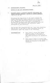 Administrative record - City of Sunshine - Commissioner Mr Alexander Alex George Gillon Collection 1976 - 1982 - Extraordinary Business Report Ridgeway and Epalock Infant Welfare Centres 25th May 1982, City of Sunshine, 25th May 1982