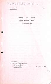 Document - City of Sunshine - Commissioner Mr Alexander Alex George Gillon Collection 1976 - 1982 - Sunshine City Council Public Relations Report September 1976, Practical Public Relations Pty Ltd, 30th September 1976