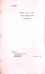 Document - City of Sunshine - Commissioner Mr Alexander Alex George Gillon Collection 1976 - 1982 - 1982 - Sunshine City Council Public Relations Report October 1976, Practical Public Relations Pty Ltd, October 1976