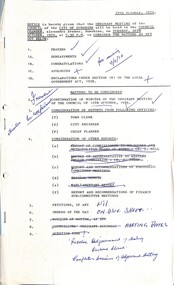 Administrative record - City of Sunshine - Commissioner Mr Alexander Alex George Gillon Collection 1976 - 1982 - Notice of Ordinary Meeting 19th October 1976, City of Sunshine, 19th October 1976