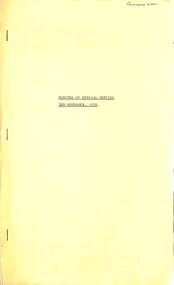 Administrative record - City of Sunshine - Commissioner Mr Alexander Alex George Gillon Collection 1976 - 1982 - Minutes of Special Meeting 3rd November 1976, City of Sunshine, 3rd November 1976