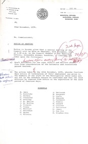 Administrative record - City of Sunshine - Commissioner Mr Alexander Alex George Gillon Collection 1976 - 1982 - Notice Of Meeting 25th November 1976, City of Sunshine, 22nd November 1976
