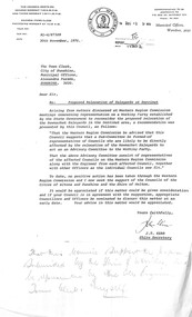 Letter - City of Sunshine - Commissioner Mr Alexander Alex George Gillon Collection 1976 - 1982 - Proposed Relocation Of Saleyards Ar Derrimut, Shire of Werribee, 30th November 1976