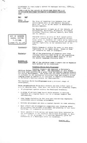 Administrative record - City of Sunshine - Commissioner Mr Alexander Alex George Gillon Collection 1976 - 1982 - Submission To The Office Of Child Care 15th December 1976, City of Sunshine, 15th December 1976