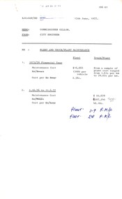 Administrative record - City of Sunshine - Commissioner Mr Alexander Alex George Gillon Collection 1976 - 1982 - Fleet And Truck Plant Maintenance Report 15th June 1977, City of Sunshine, 15th June 1977