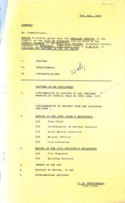 Administrative record - City of Sunshine - Commissioner Mr Alexander Alex George Gillon Collection 1976 - 1982 - Notice of ordinary meeting of the council of the City of Sunshine to be held on 13th July 1977, City of Sunshine, 6th July 1977