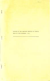 Administrative record - City of Sunshine - Commissioner Mr Alexander Alex George Gillon Collection 1976 - 1982 -- Minutes of the ordinary meeting of council held on 16th November 1977, City of Sunshine, 9th November 1977