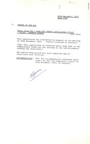 Administrative record - City of Sunshine - Commissioner Mr Alexander Alex George Gillon Collection 1976 - 1982 - Orders of the day extract 14th December 1977, City of Sunshine, 14th December 1977