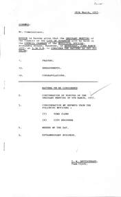 Administrative record - City of Sunshine - Commissioner Mr Alexander Alex George Gillon Collection 1976 - 1982 - Notice of ordinary meeting of the council of the City of Sunshine to be held on 23rd March 1977, City of Sunshine, 16th March 1977