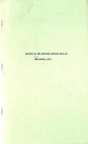 Administrative record - City of Sunshine - Commissioner Mr Alexander Alex George Gillon Collection 1976 - 1982 - Minutes of the ordinary meeting of council held on 23rd March 1977, City of Sunshine, 23rd March 1977
