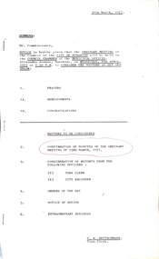 Administrative record - City of Sunshine - Commissioner Mr Alexander Alex George Gillon Collection 1976 - 1982 - Notice of ordinary meeting of the council of the City of Sunshine to be held on 6th April 1977, City of Sunshine, 30th March 1977