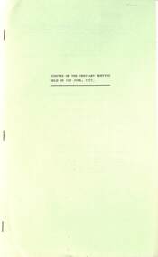 Administrative record - City of Sunshine - Commissioner Mr Alexander Alex George Gillon Collection 1976 - 1982 - Minutes of the ordinary meeting of council held on 1st June 1977, City of Sunshine, 1st June 1977