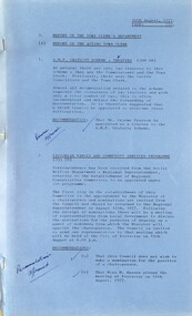 Administrative record - City of Sunshine - Commissioner Mr Alexander Alex George Gillon Collection 1976 - 1982 - Reports of the Town Clerk's Department 10th August 1977, City of Sunshine, 10th August 1977