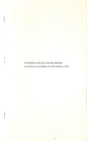 Administrative record - City of Sunshine - Commissioner Mr Alexander Alex George Gillon Collection 1976 - 1982 - Attachments for the ordinary meeting 24th held on August 1977, City of Sunshine, 24th August 1977