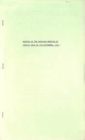 Administrative record - City of Sunshine - Commissioner Mr Alexander Alex George Gillon Collection 1976 - 1982 - Minutes of the ordinary meeting of council held on 7th September 1977, City of Sunshine, 7th September 1977