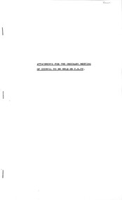 Administrative record - City of Sunshine - Commissioner Mr Alexander Alex George Gillon Collection 1976 - 1982 - Attachments for the ordinary meeting of council held on 7th September 1977, City of Sunshine, 7th September 1977