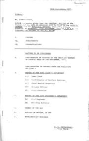 Administrative record - City of Sunshine - Commissioner Mr Alexander Alex George Gillon Collection 1976 - 1982 - Notice of ordinary meeting of the council of the City of Sunshine to be held on 21st September 1977, City of Sunshine, 14th September 1977