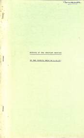 Administrative record - City of Sunshine - Commissioner Mr Alexander Alex George Gillon Collection 1976 - 1982 - Minutes of the ordinary meeting of council held on 5th October 1977, City of Sunshine, 5th October 1977
