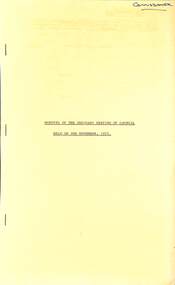Administrative record - City of Sunshine - Commissioner Mr Alexander Alex George Gillon Collection 1976 - 1982 - Minutes of the ordinary meeting of council held on 2nd November 1977, City of Sunshine, 2nd November 1977