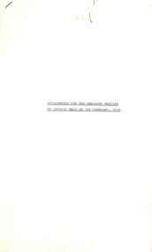 Administrative record - City of Sunshine - Commissioner Mr Alexander Alex George Gillon Collection 1976 - 1982 - Notice of Special meeting of the council 12th January 1978, The City of Sunshine Parks & Recreation Department, 1st February 1978